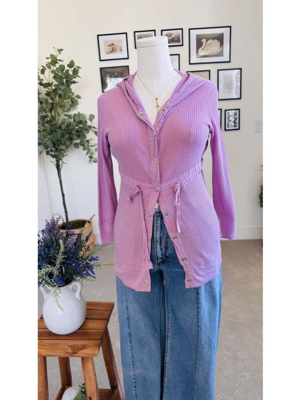 Vintage Juicy Couture Waffle Knit Hooded Cardigan Size M